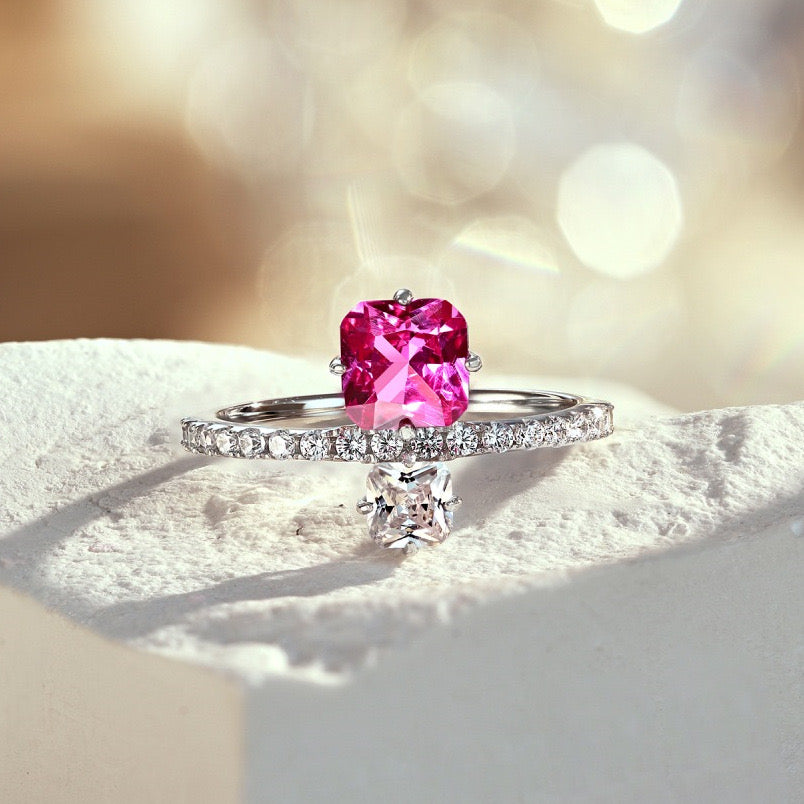 Sweet duet ring pink