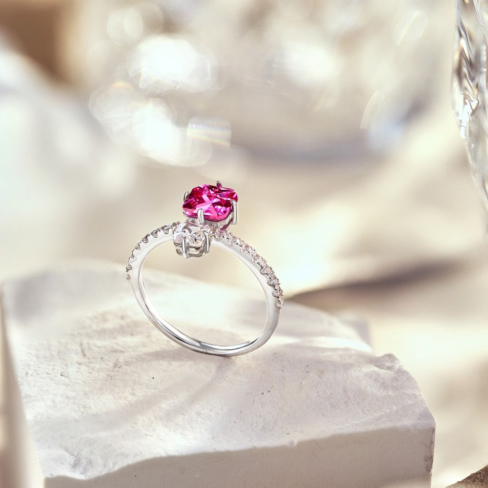 Sweet duet ring pink
