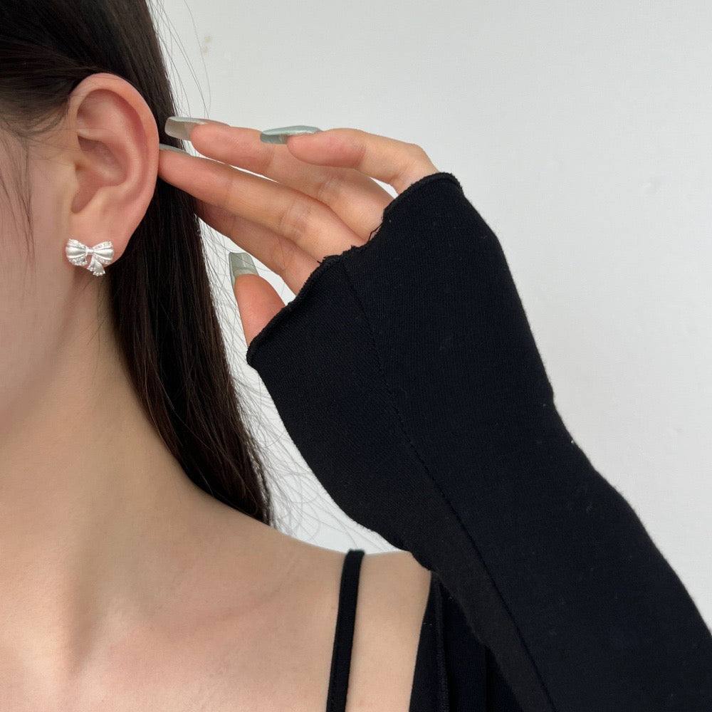 Silver Bow Earrings