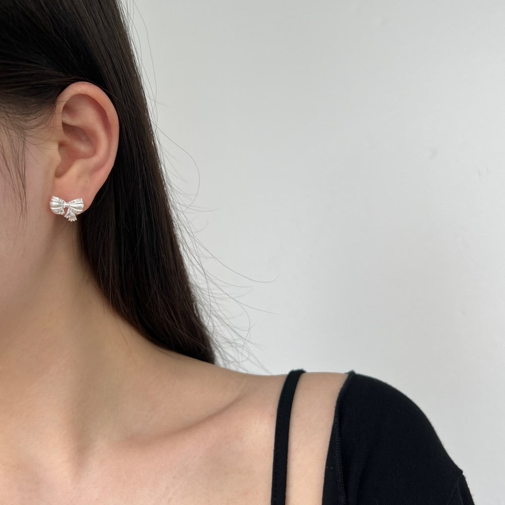 Silver Bow Earrings